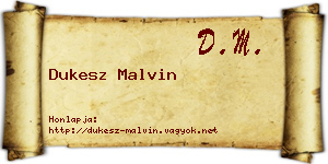 Dukesz Malvin névjegykártya